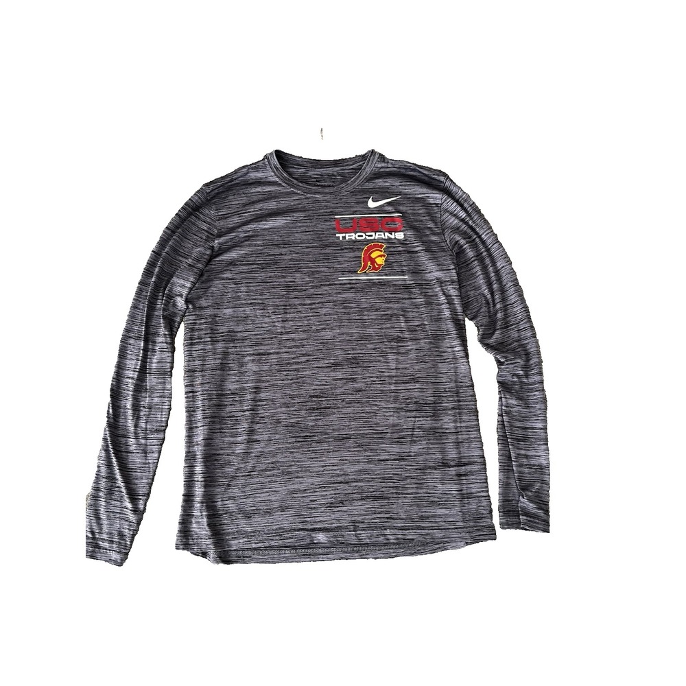 Nike USC Trojans Dri-FIT Long Sleeve Shirt Men's Size M Gray Athletic NCAA